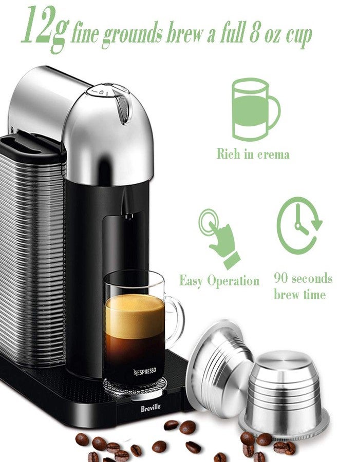 CAPMESSO Stainless Steel Reusable Coffee Capsule, Metal Refillable Coffee Pod Compatible with Nespresso Vertuoline GCA1/ENV135/ENV150/BNV420 (8OZ(Coffee Cup)+10 Silicone Rings) - Image 3